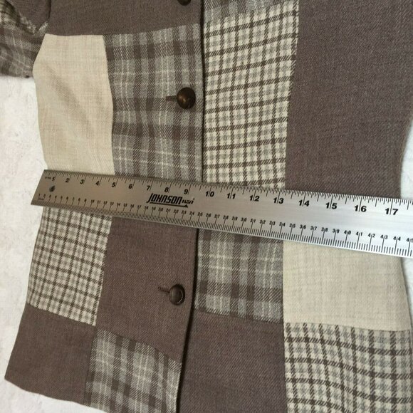 Vintage Loris Azzaro Paris Women V-Neck Button Front Plaid Blazer Jacket Size 11 - Picture 7 of 11